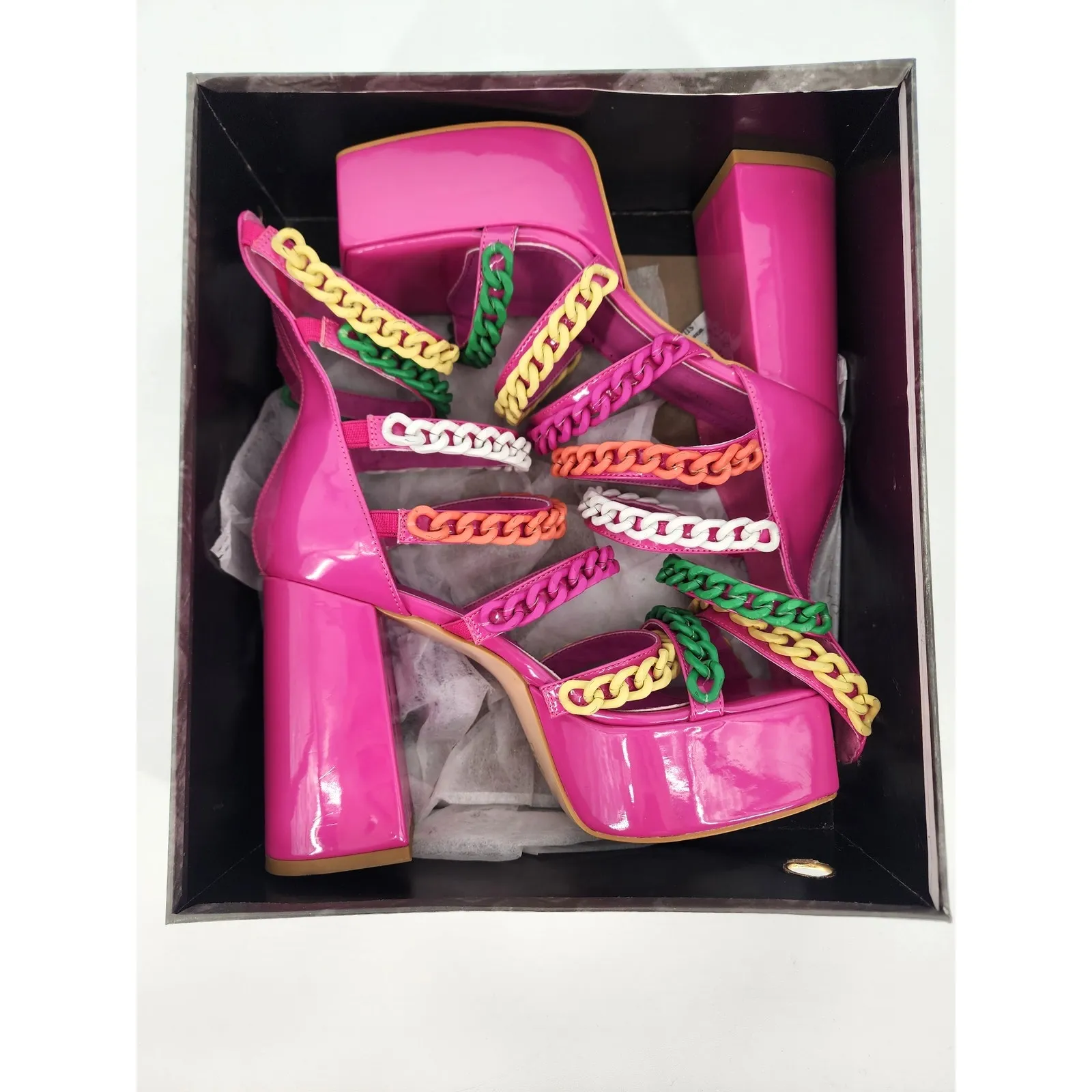 Azalea Wang Pink Corrine Chain Link Platform Sandals Size 7 NWT - Image 15