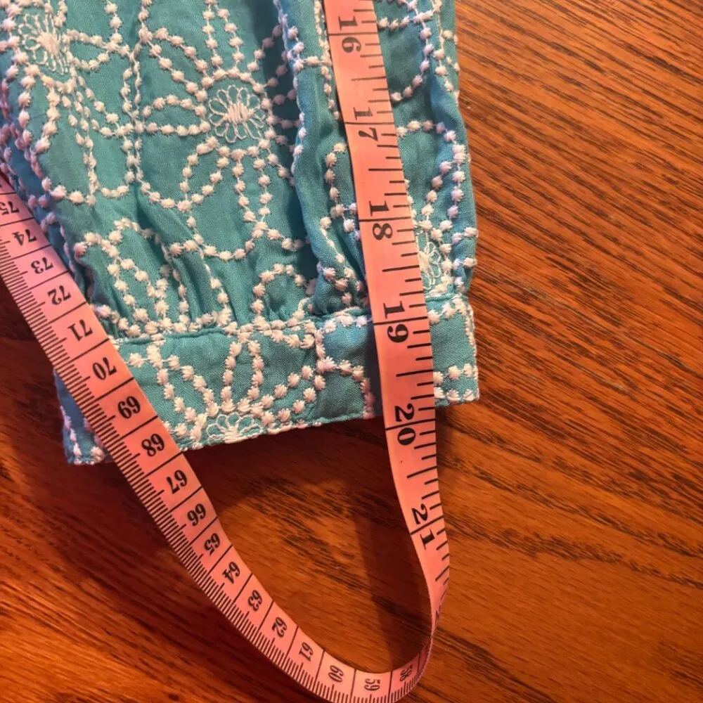 Finley Chloe Dress Daisy Dot Embroidery Size Small Blue Made in the USA - Image 14