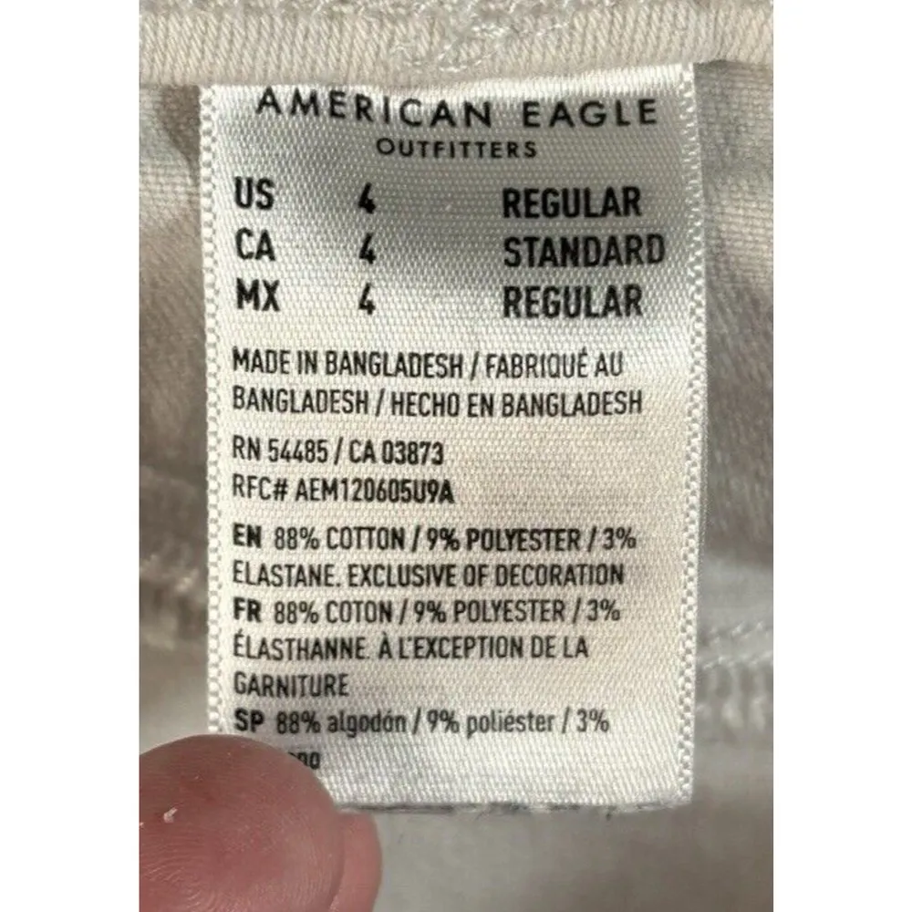 American Eagle Hi Rise Jegging Next Level Stretch Size 4 Regular WHITE Stains - Image 10