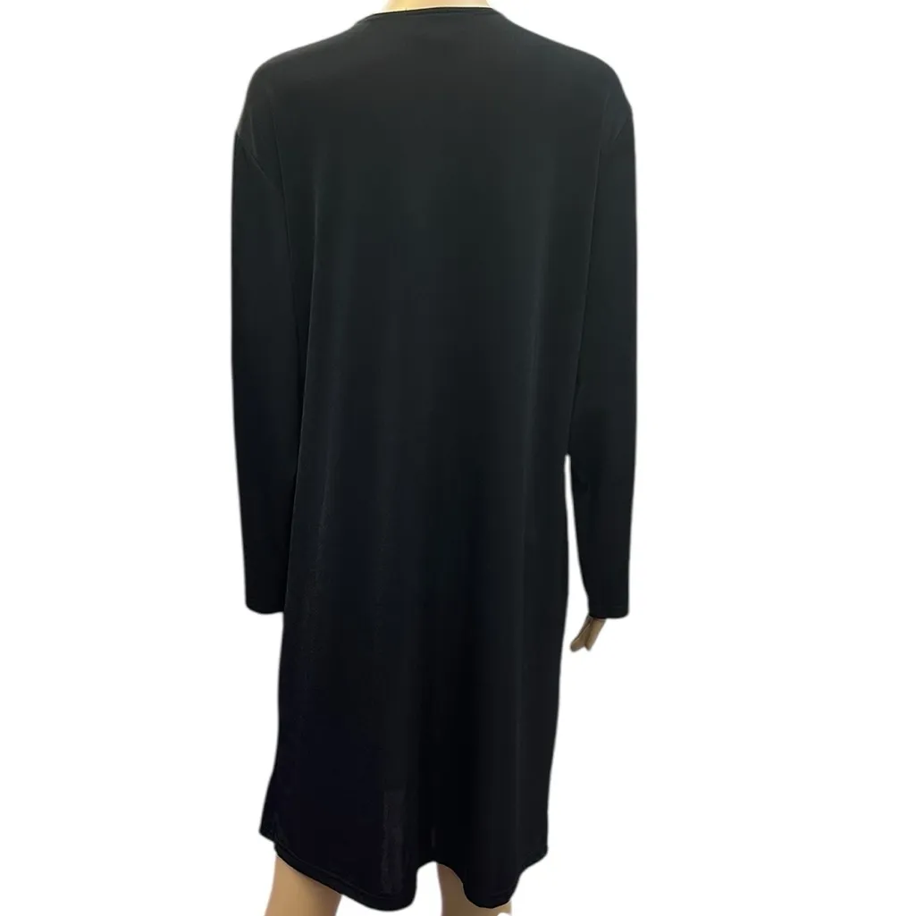 Vintage Diana Marco Snakeskin Long Sleeve Lagenlook Midi Dress Womens Plus Sz 3X Black - Image 9