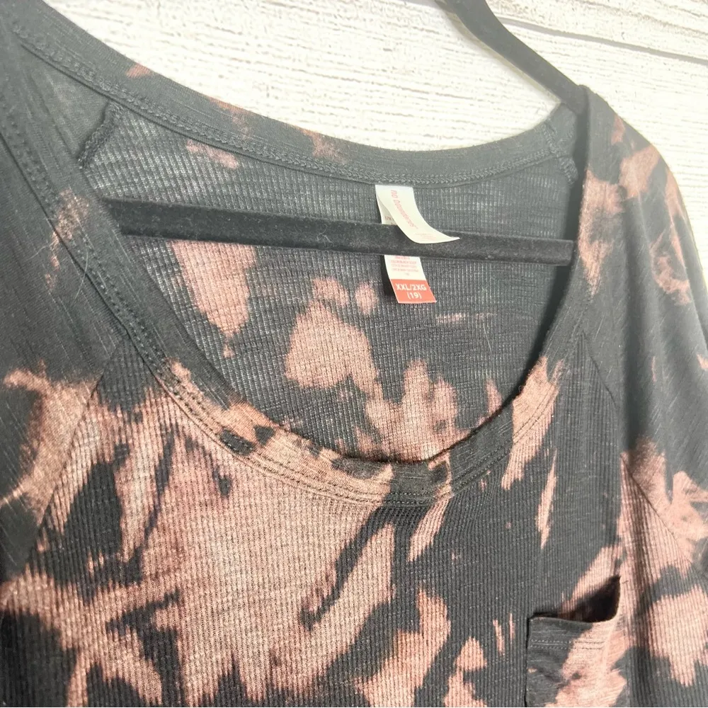 Hand Dyed Bleach Tie Dye Scoop Neck Long Sleeve Thermal Top Size XXL - Image 6