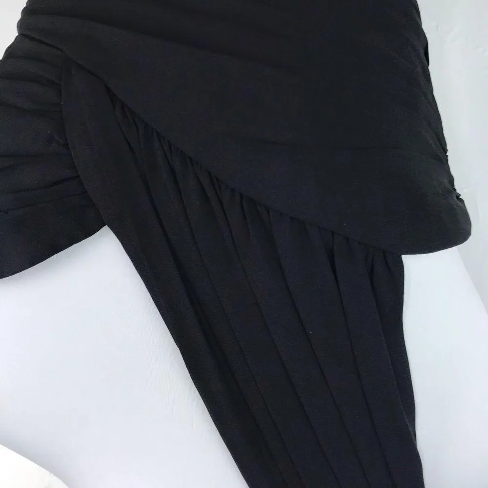EXPRESS Black One Shoulder Chiffon Belted Dress 4 - Image 3