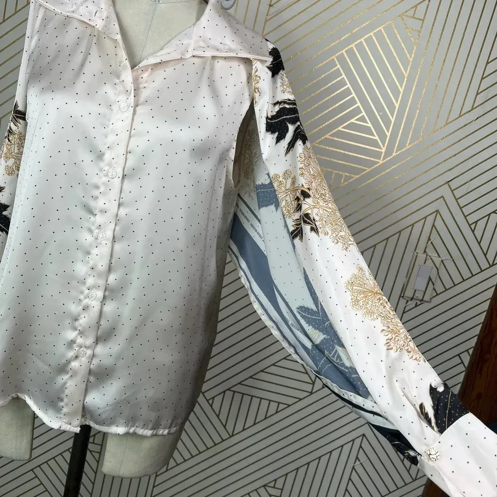 Sabina Musayev Arian Cape Top Cream‎ Polka Dot Black Size US XS - Image 7