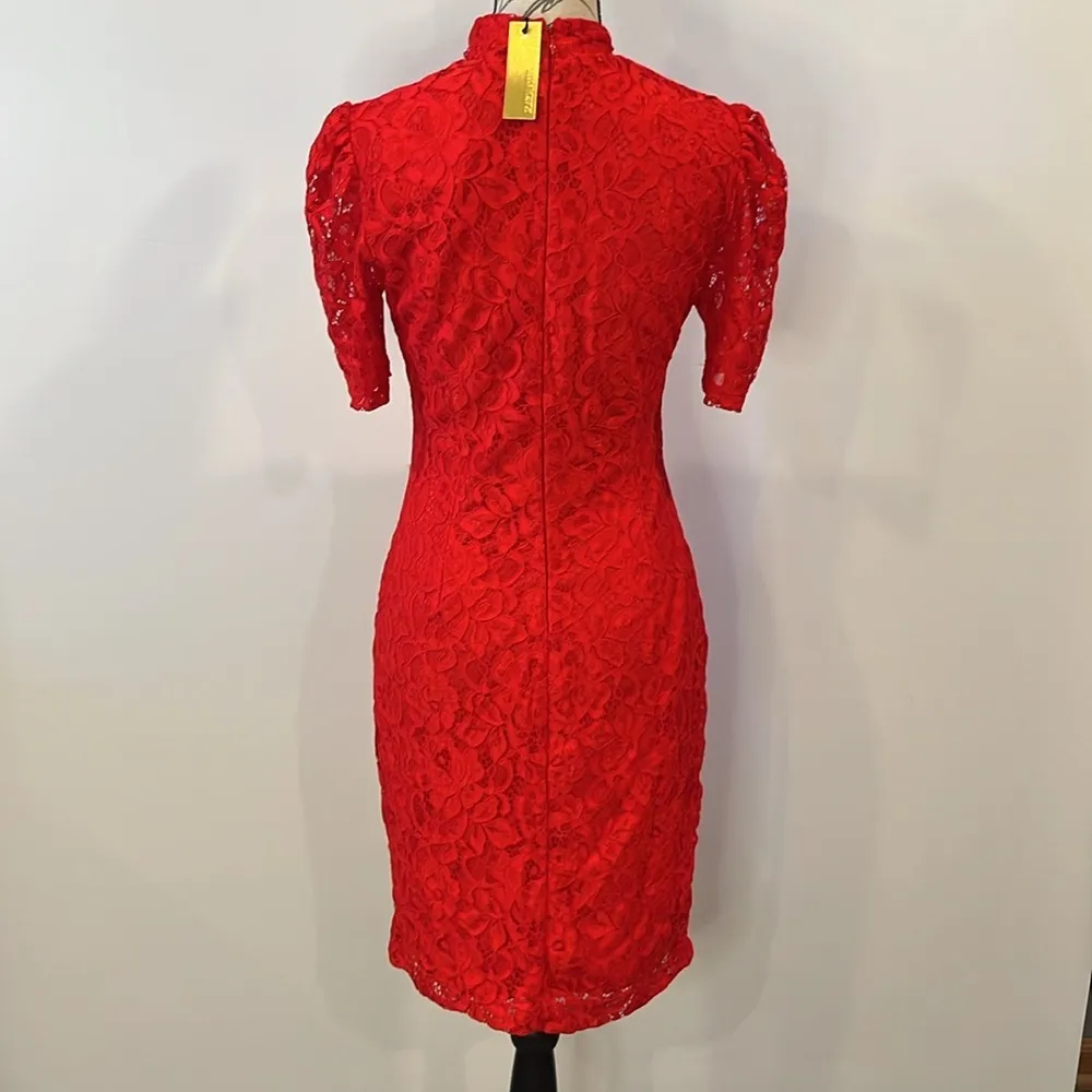 NWT Alexia Admor ‘Elly’ lace overlay high neck sheath dress M - Image 4