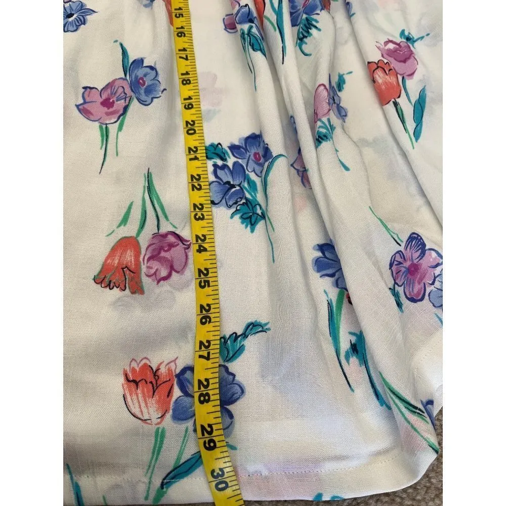 Vintage homemade white roses daisy floral printed maxi skirt Small Pink Size XS - Image 6
