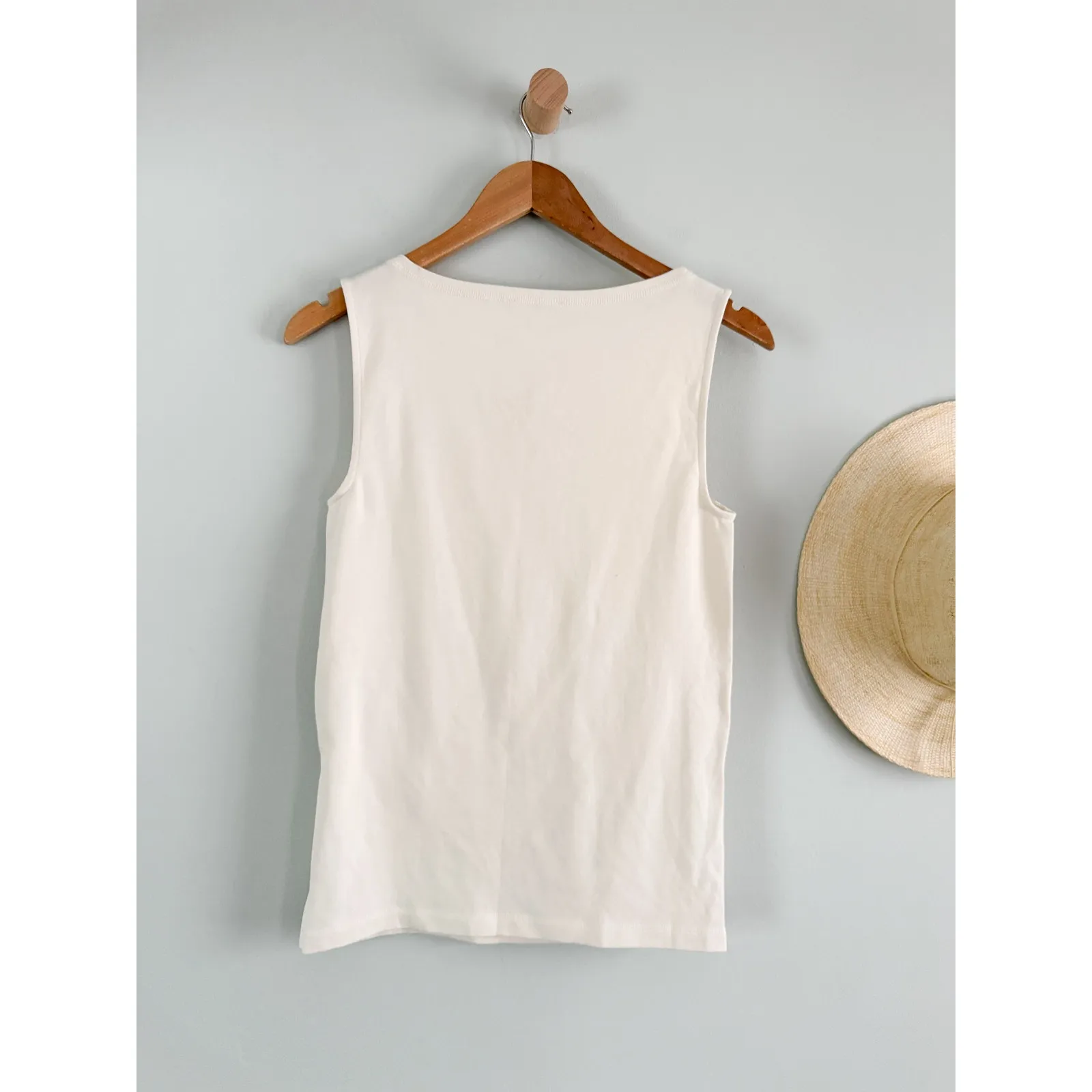 Madewell | NWT Sleeveless Boatneck Side Slit Tee Vintage Ivory | Sz S - Image 9