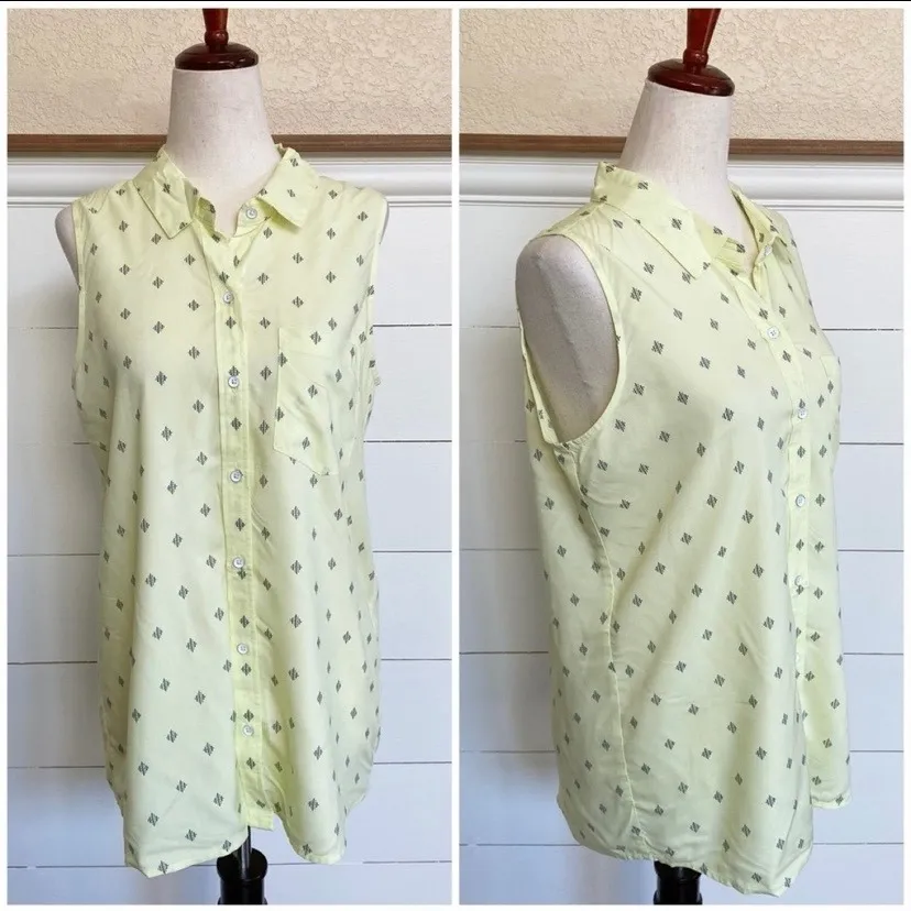 Banana Republic Diamond Print Sleeveless Blouse Women's Size S Career Top NWT - Image 2