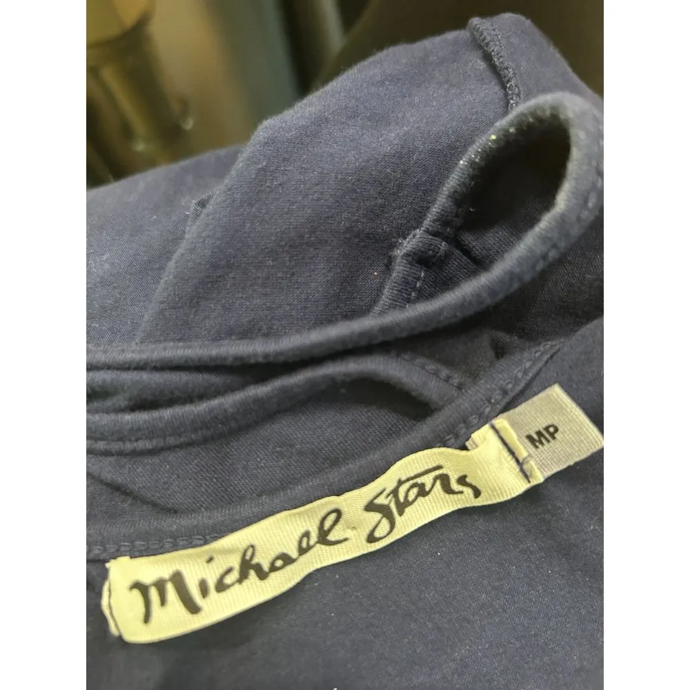 Michael Stars Vivian Racerback Blue Midi Dress Women's Size Medium Petite MP - Image 11