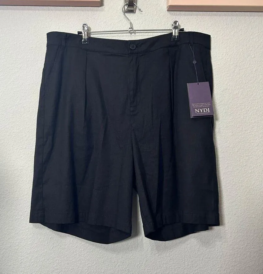 NEW NYDJ Relaxed Shorts White Stretch Linen Optic Black Noir Sz 16 XL Capsule - Image 1