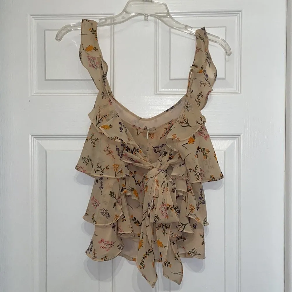 Rebecca Minkoff Alexis Peach Floral Tiered Tank Top - Image 7