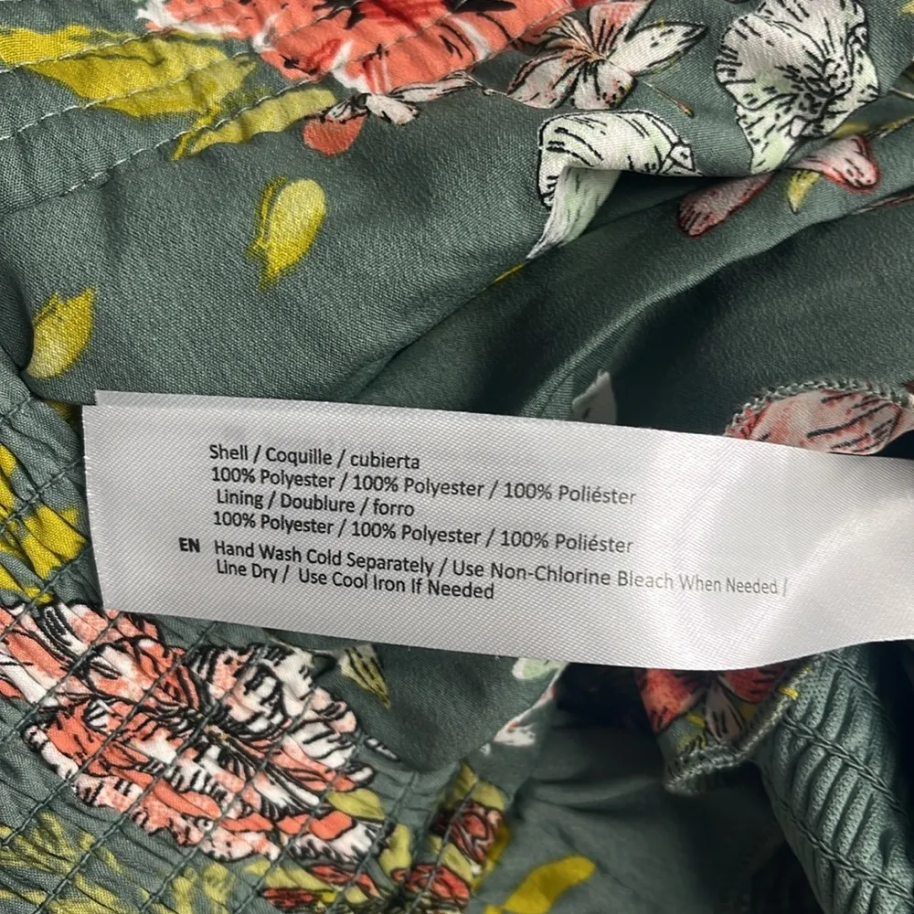 NWT xsmall floral print crop top sweetheart neckline quilted tank top ruched Green Size XS - Image 9