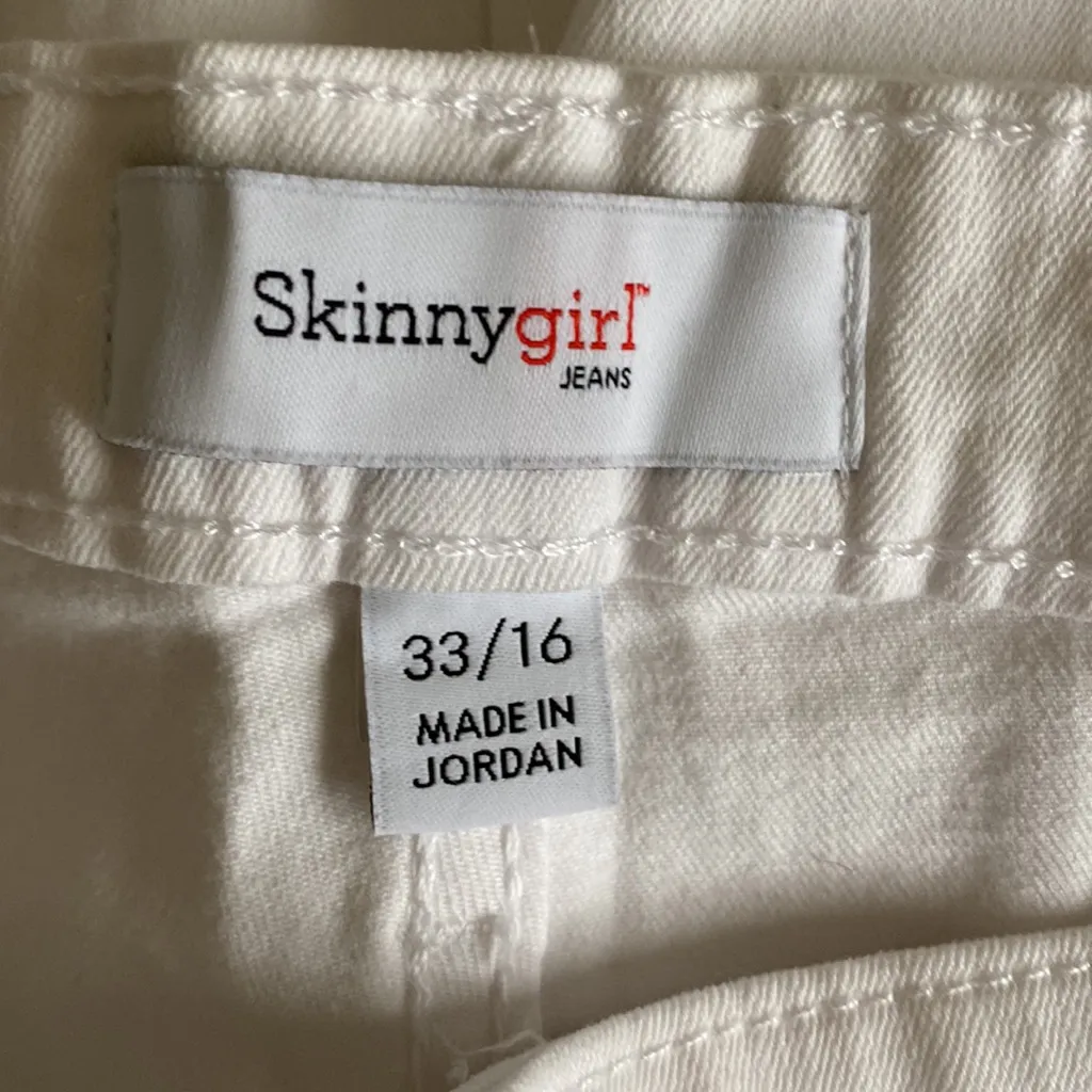 SkinnyGirl high rise button front cropped jeans pants wide leg white 33 16 NWT - Image 7