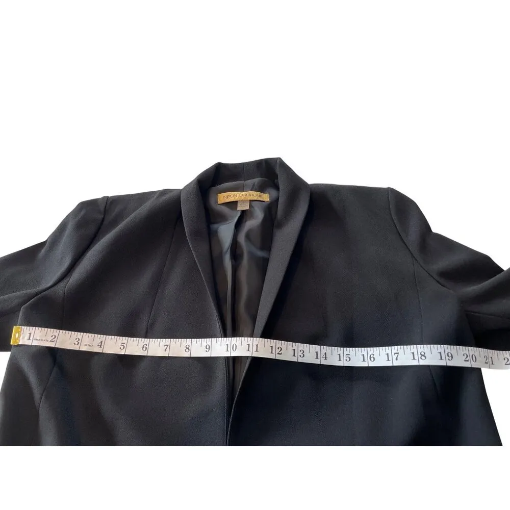 Nipon Boutique Black Open Front Jacket Blazer Size 6 12j - Image 4