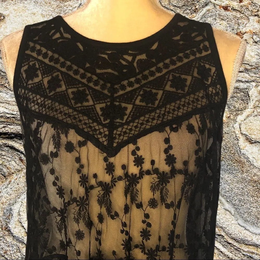 Express brand black sheer lace top flared bottom - Image 2