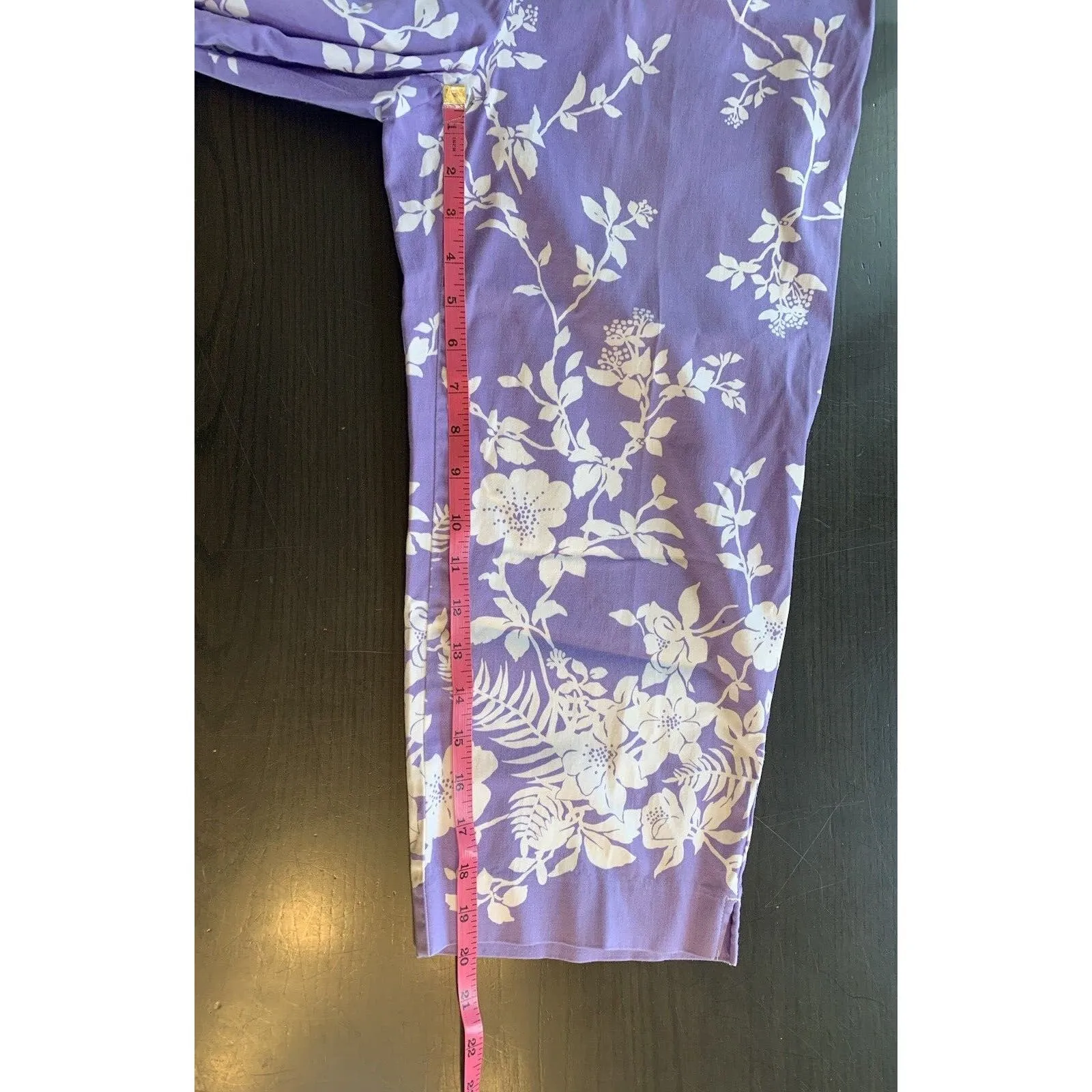 Koret Pants Women's 8 Stretch Zipper Purple Floral Office‎ Church 19" Inseam Size 28 - Image 13