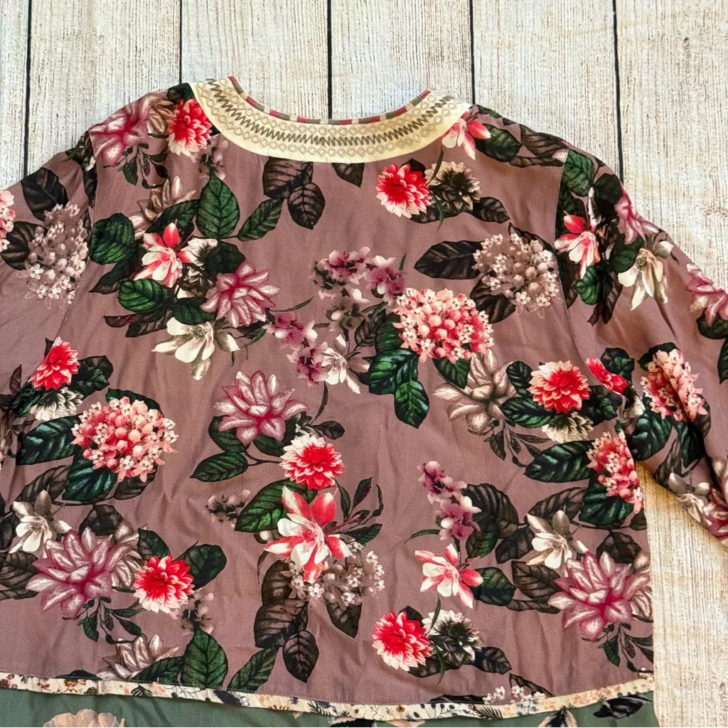 JOHN MARK Open Front Kimono Cardigan Boho Floral Size Medium Women Shirt Top - Image 12