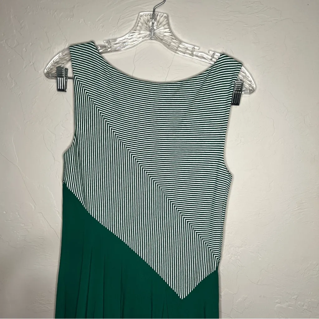 Maeve Anthropologie Cameron Green/White Striped Bodice Asymmetrical Dress - Image 10