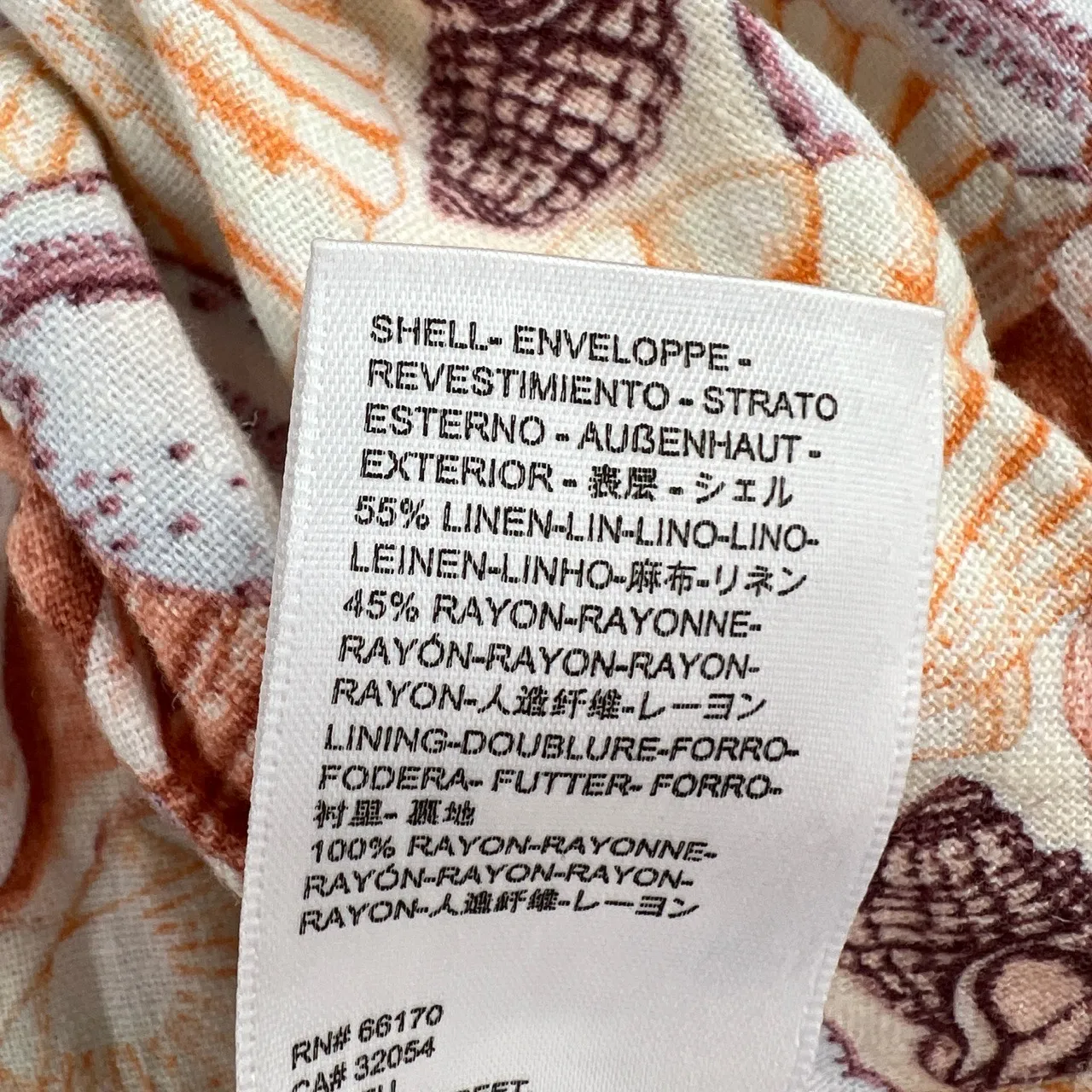 UO Linen Crop Boho Top Balloon Sleeves Tie Front Shell Print Size Small - Image 4