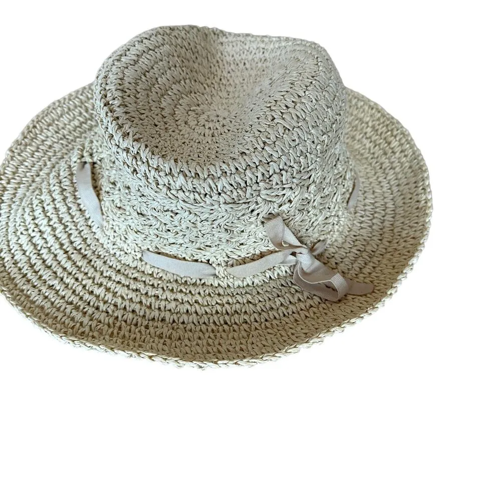 Straw Bucket Hat Natural Raffia Beach Cream One Size Resort Tomatogirl - Image 2
