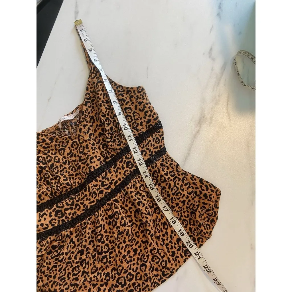 Women's Leopard Ladder Trim Tank Top S MiAmi Francesca's Mobwife Cheetah‎ Party Black - Image 7