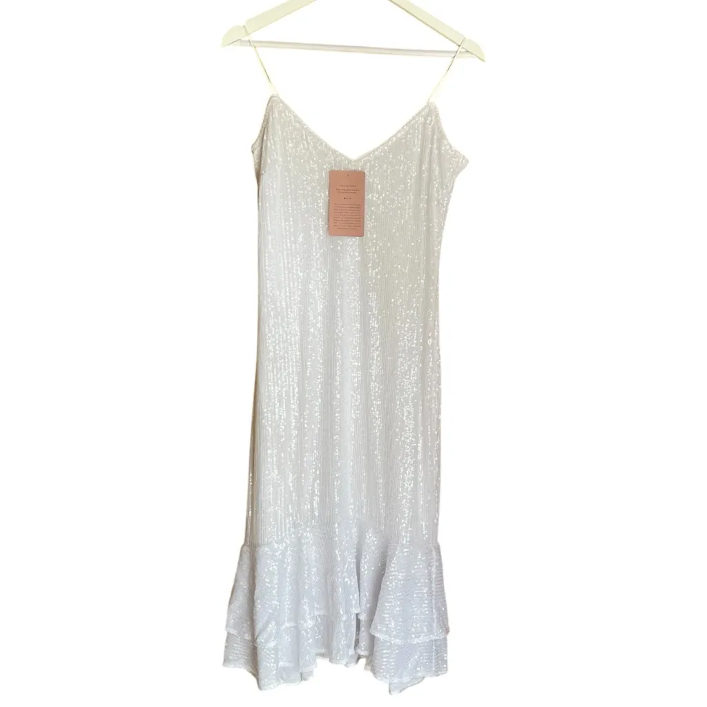NWT Sachin + Babi Odelle Dress White Sequin V-Neck Midi Dress Size 6 - Image 3