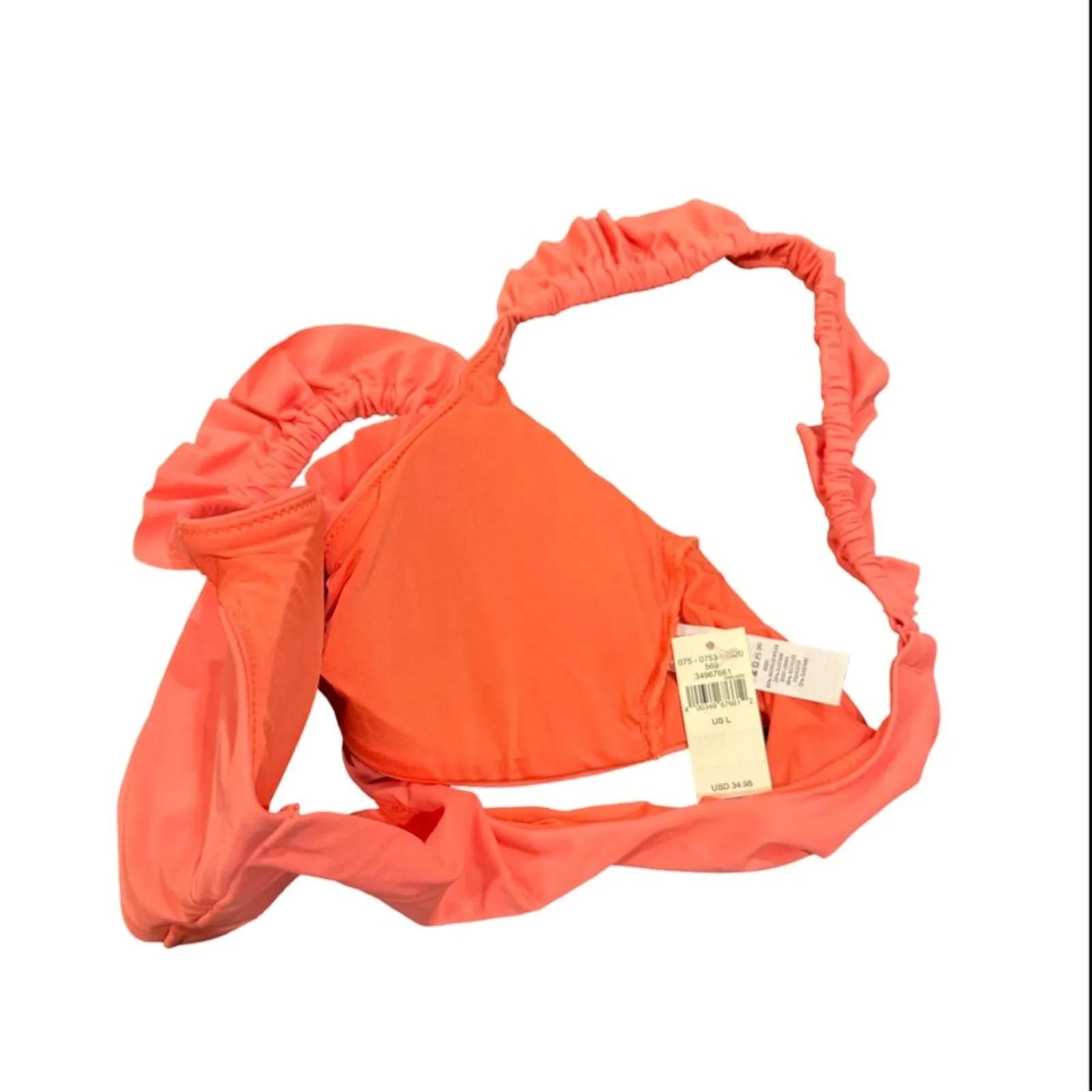 Aerie Ruffle Scoop Bikini Top - Coral Size L - Image 3
