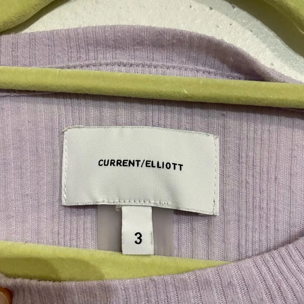 Current/Elliott Purple Ribbed Short Sleeve Tee Sz L NWOT - Image 5