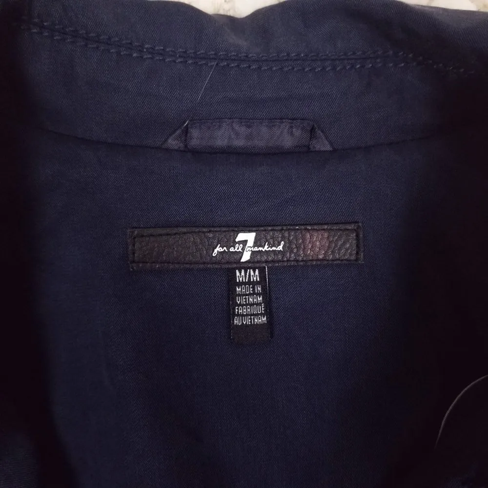 7 For All Mankind Soft Drape Sand Washed Tencel Single Breasted Trench Coat Sz M - Image 8