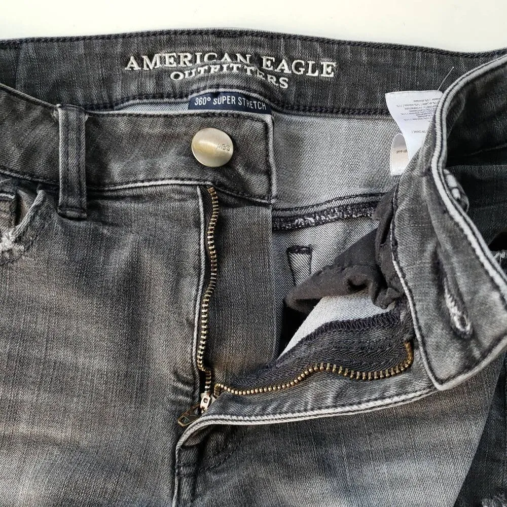 American Eagle Womens Shorts Size 6 Hi-Rise Jean Booty Distressed Black Festival - Image 2