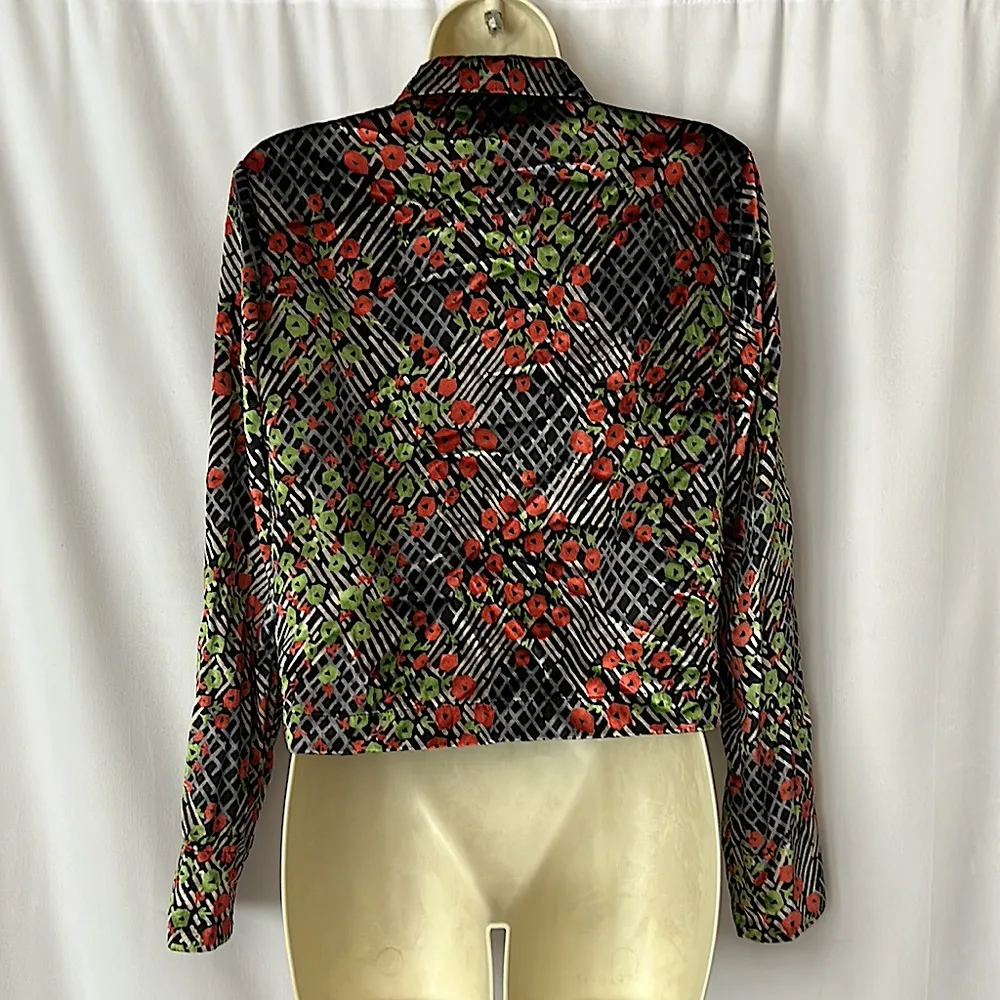 Ettitwa by Anthropologie Floral Long Sleeve Velvet Blazer Jacket Coat **Sz 2** - Image 2
