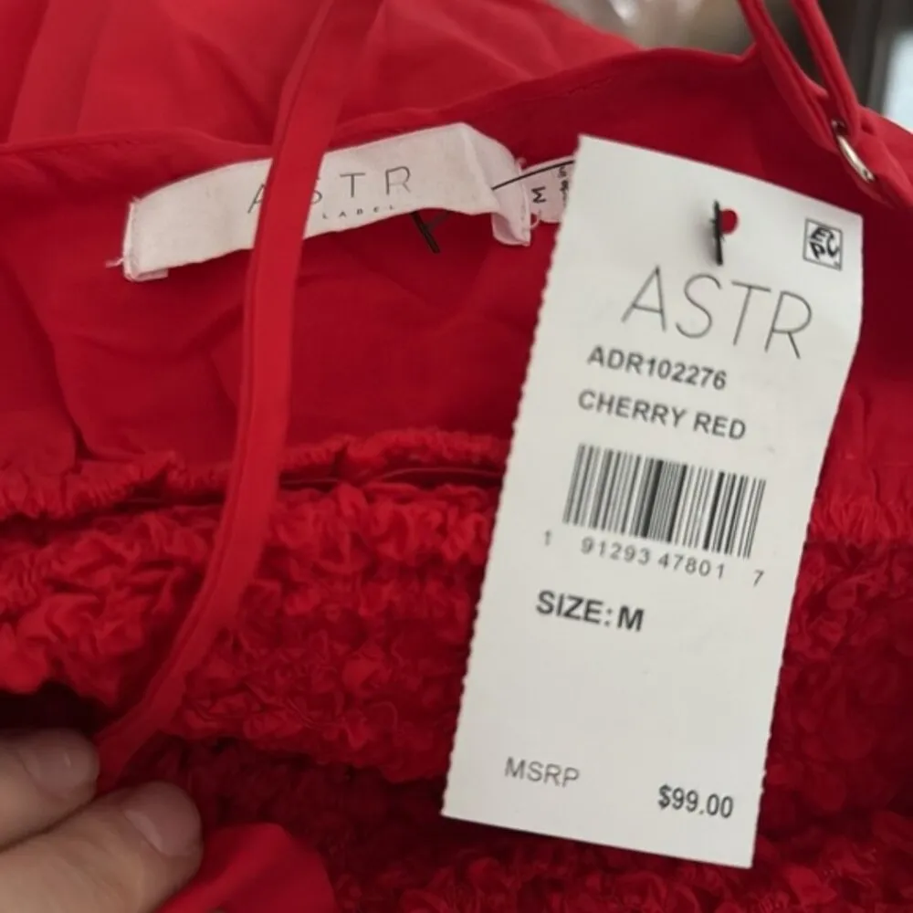 NWT ASTR the Label Popcorn Waist Midi Dress Cherry Red Sz Medium - Image 8