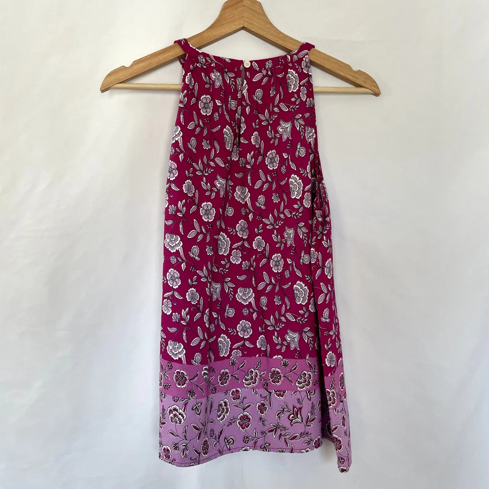 LOFT floral halter neck summery top rayon women's L beautiful lightweight pink - Image 8