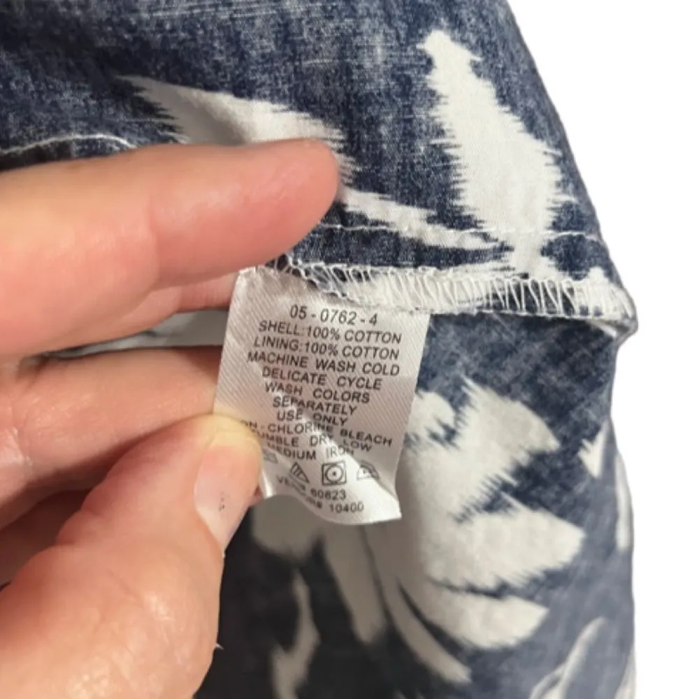 Chadwick’s 100% cotton floral v neck dress navy blue size 10 - Image 7