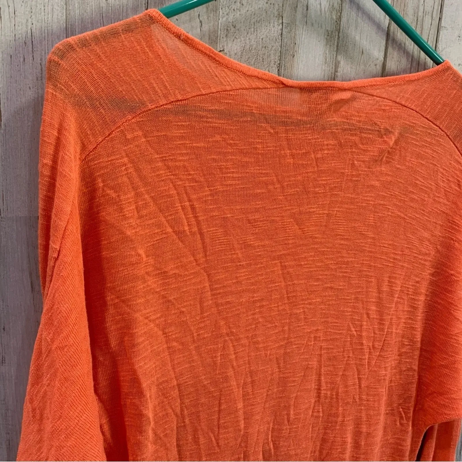 Cremieux Orange Sheer Lightweight Top Drop Shoulder Beachy - Image 5
