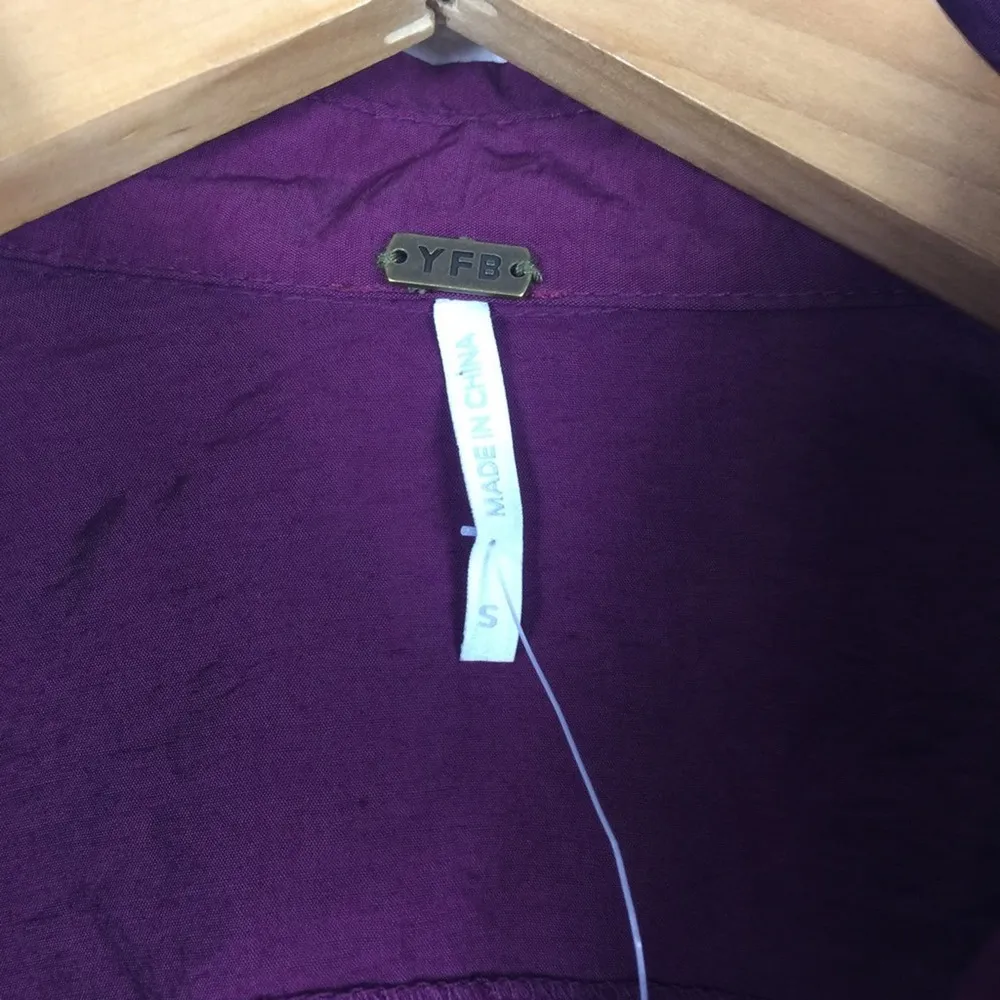 NWT YFB Young Fabulous & Broke Julep Burgundy Satin Crop Oversized Tie Top Small - Image 5