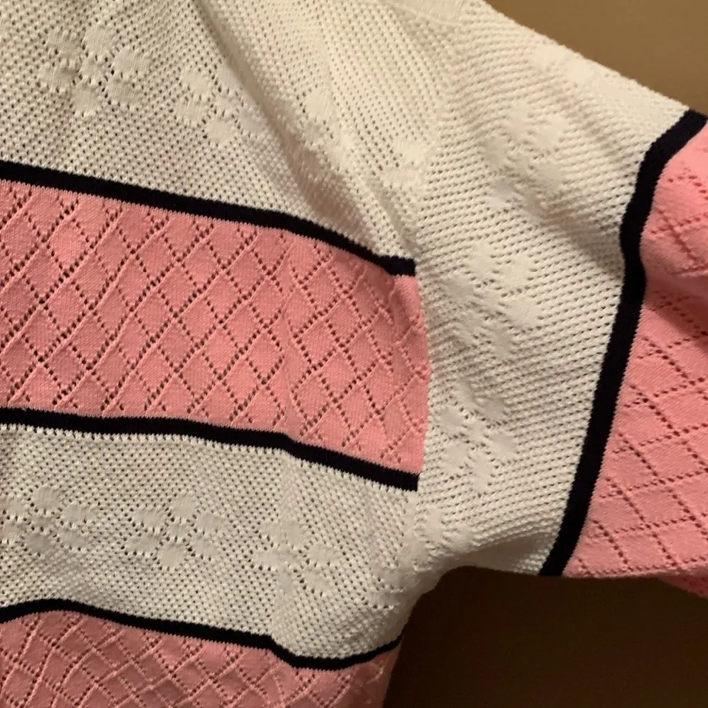 NWT Tommy Hilfiger Sweater sz XXL white w/thick pink & thin navy stripes. - Image 11