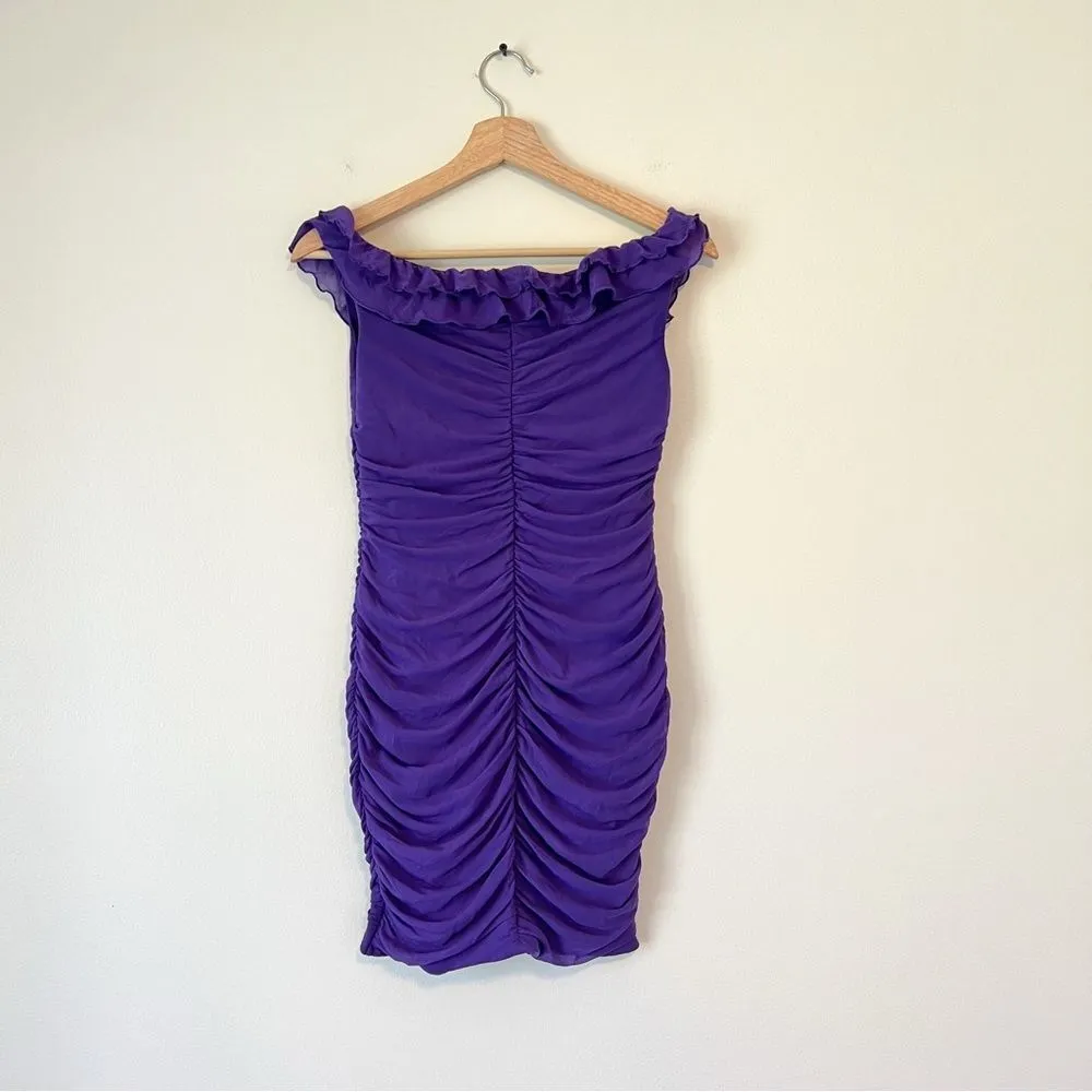 Oh Polly Philia Ruffle Ruched Mini Dress in Violet Purple Size 8 Bodycon - Image 7