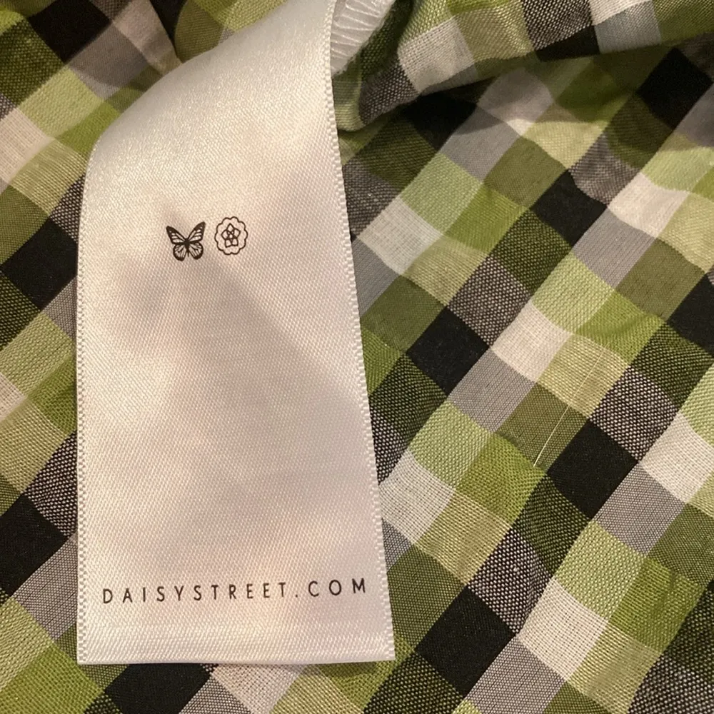 Daisy Street Faux Wrap Front Smock Dress Green Plaid Gingham Seer Sucker Size XS - Image 14