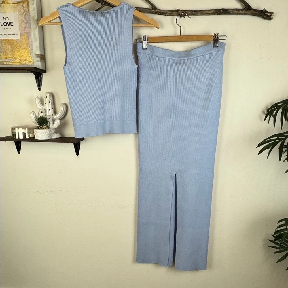 Olive + Oak Blue Knitted Top and Midi Skirt Set - Image 6