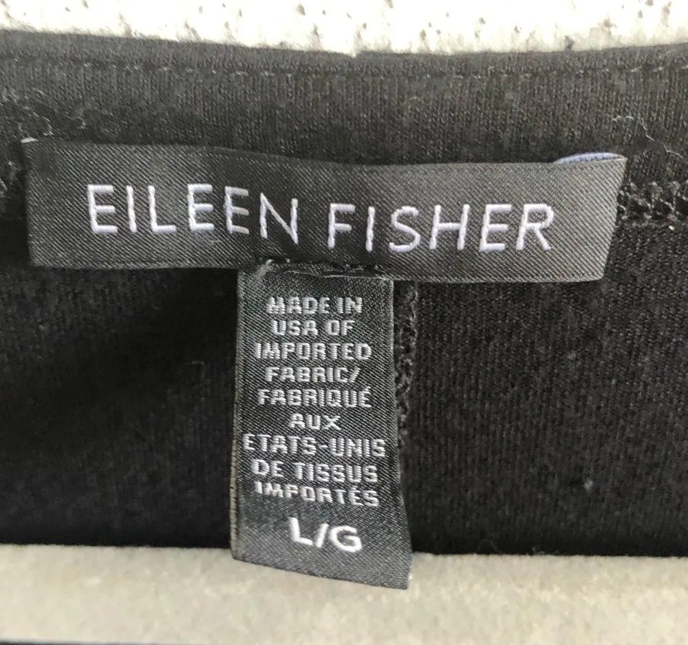 Eileen Fisher Tunic Black Rounded Neckline Half Sleeve Top Sz L GUC - Image 5