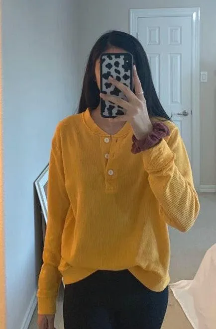 orange/yellow henley  - Image 3