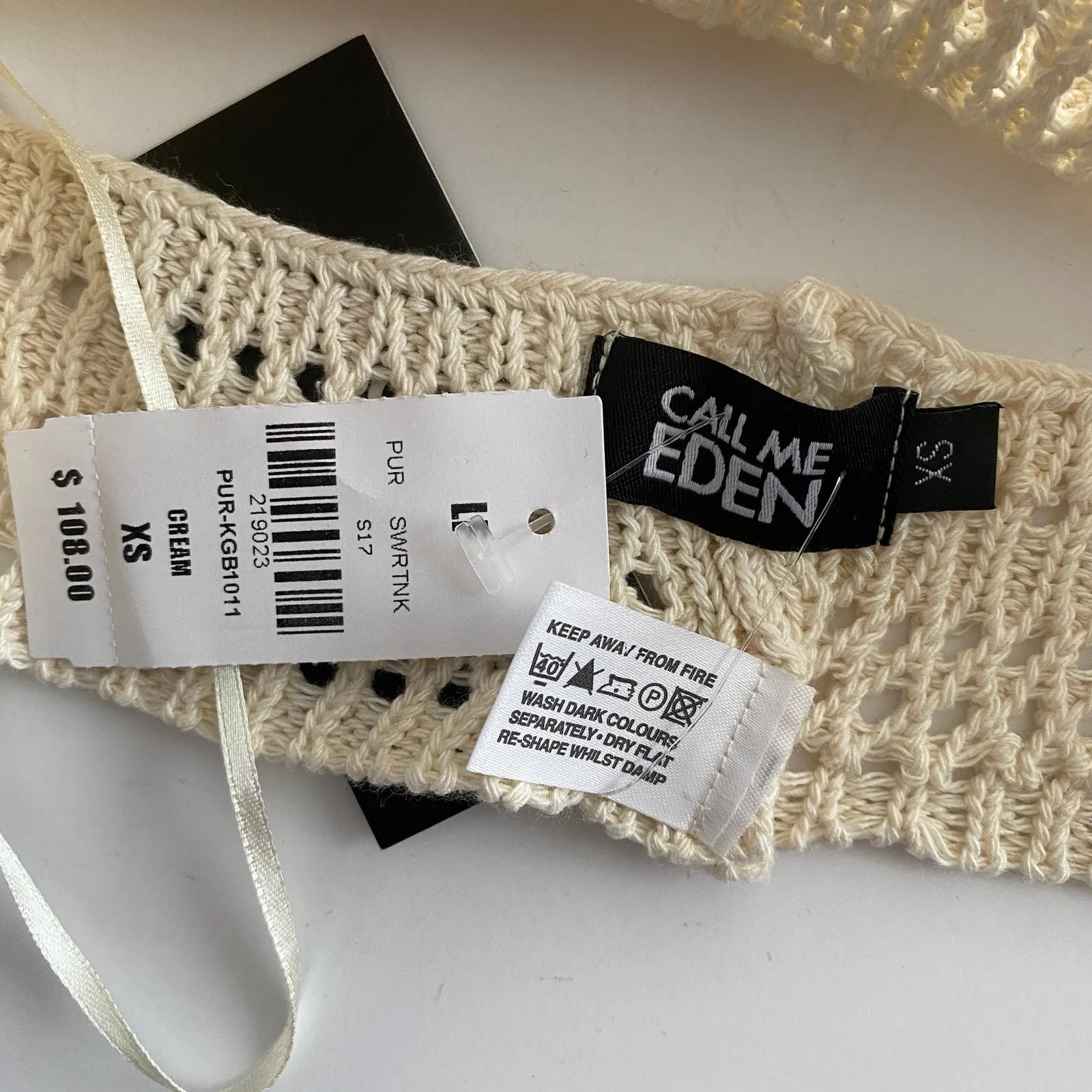 LF Call Me Eden Cream Crochet V-Neck Halter Crop Top Women's Size X-Small XS NWT - Image 4