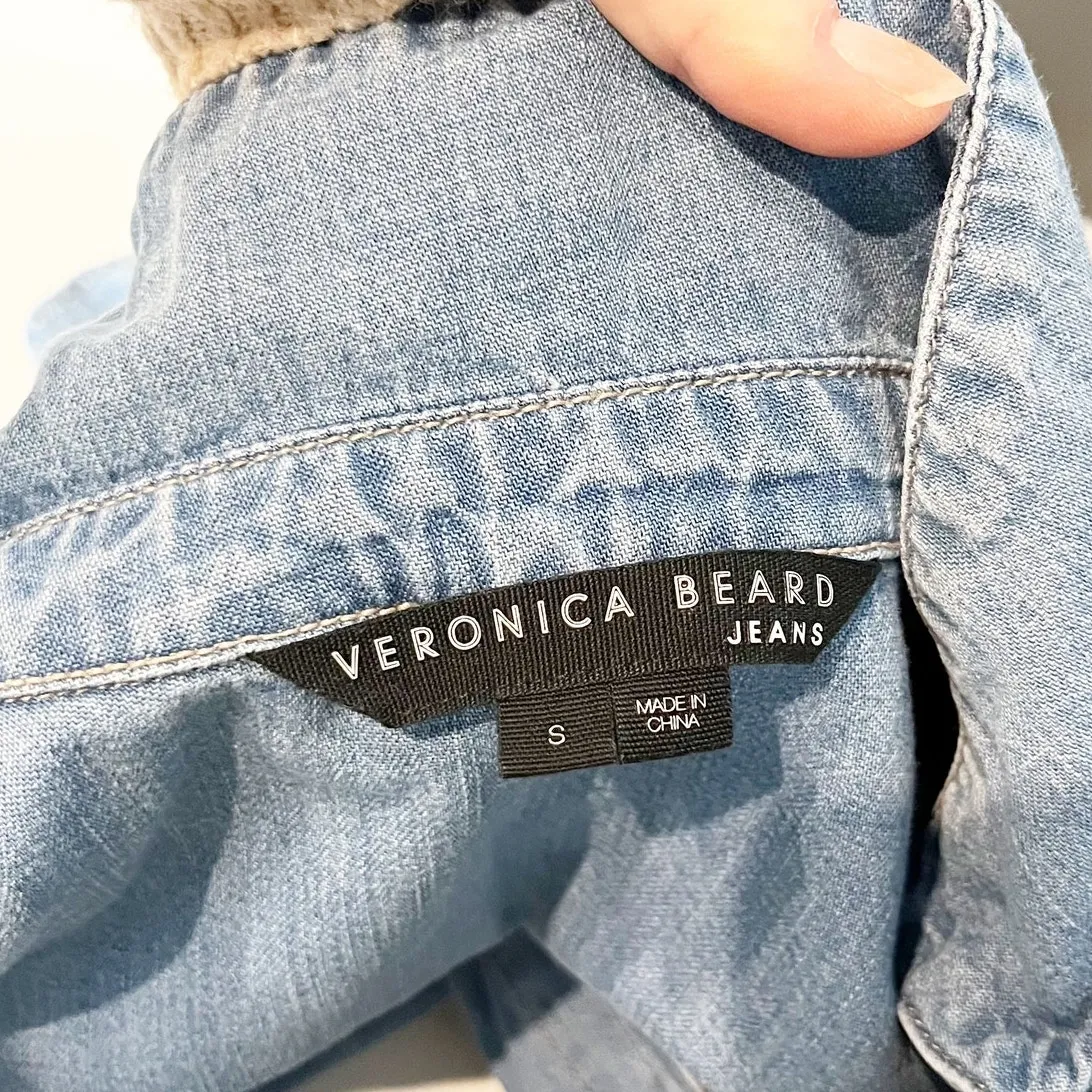 Veronica Beard Tivi Long Sleeve Chambray Denim Button-Down Shirt Iceberg Small - Image 2