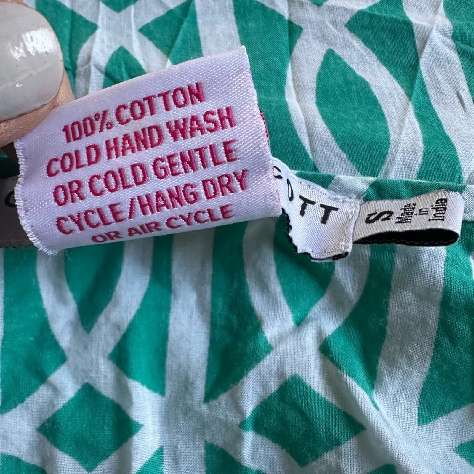 Gretchen Scott Design Green Coverup Tunic Top Geo Print Vacation Resortwear - Image 5