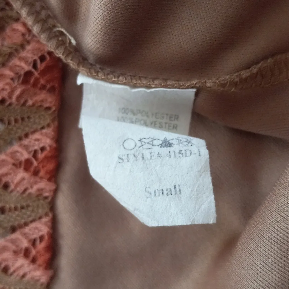 Judith March Coral, Tan and Cream Knit Zig Zag Striped Mini Dress - Image 14