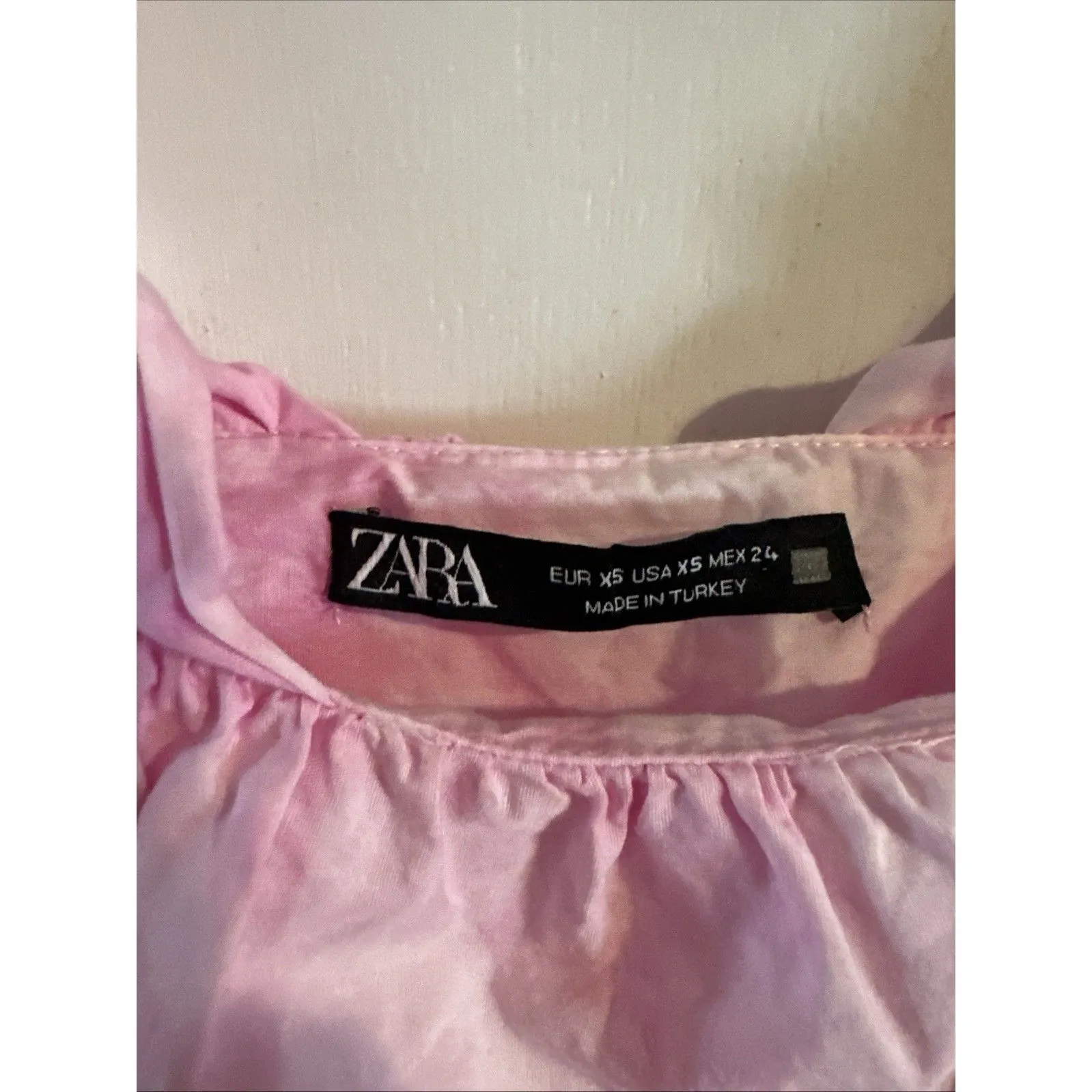 Zara Pink White Tie Dye Print‎ Ruffle Strap Square Neck Tiered Tank Womens XS - Image 4