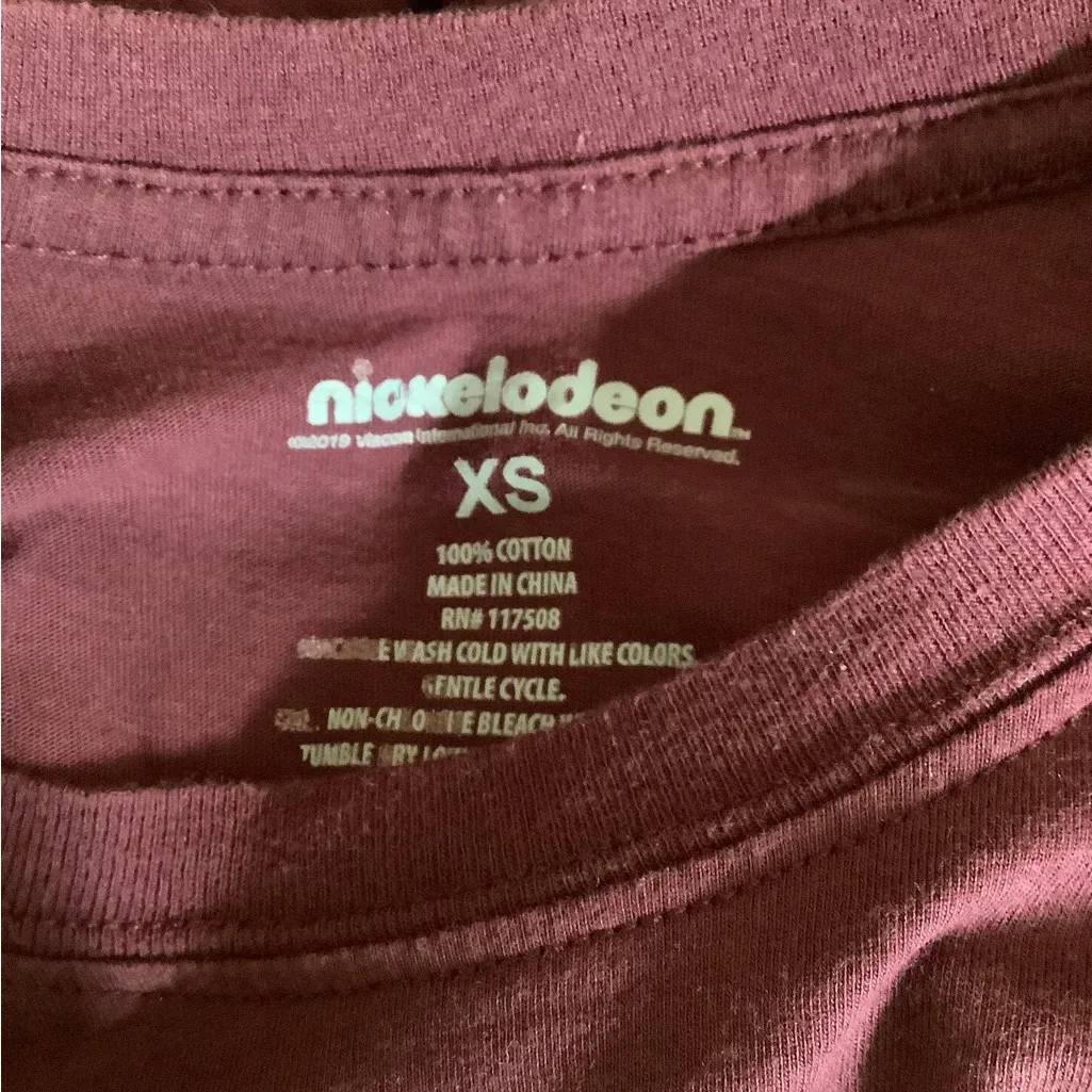 Nickelodeon Rugrats Size XS Burgundy Crop Long Sleeve Cotton Tee. Preloved - Image 7