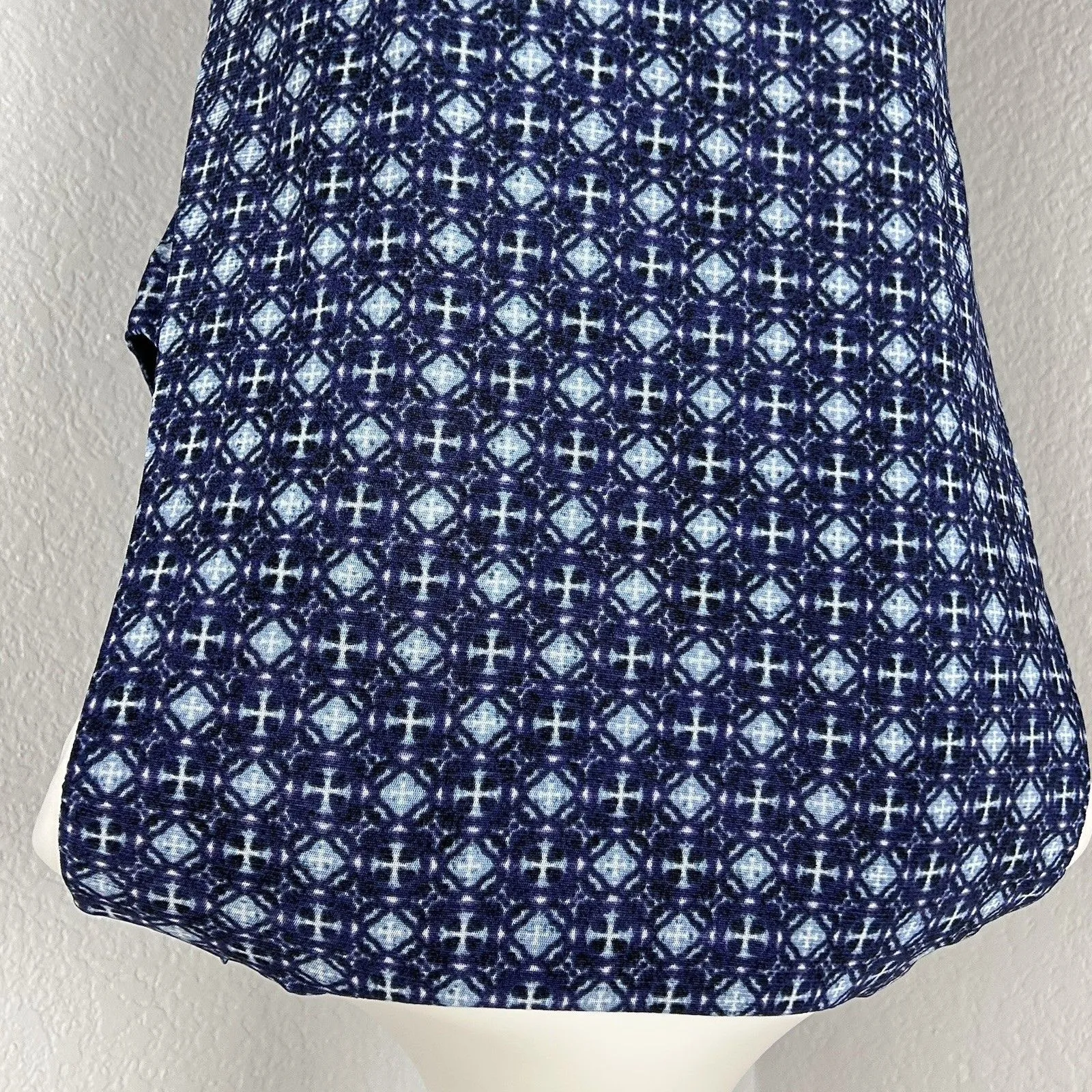 Cable & Gauge Women's Geometric Blue Squares Blouse Top Sleeveless XL - Image 3