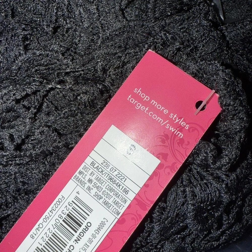 Xhilaration Women’s Tie Front Black Floral Lace Beach Swim Cover Up Small NEW! - Image 6