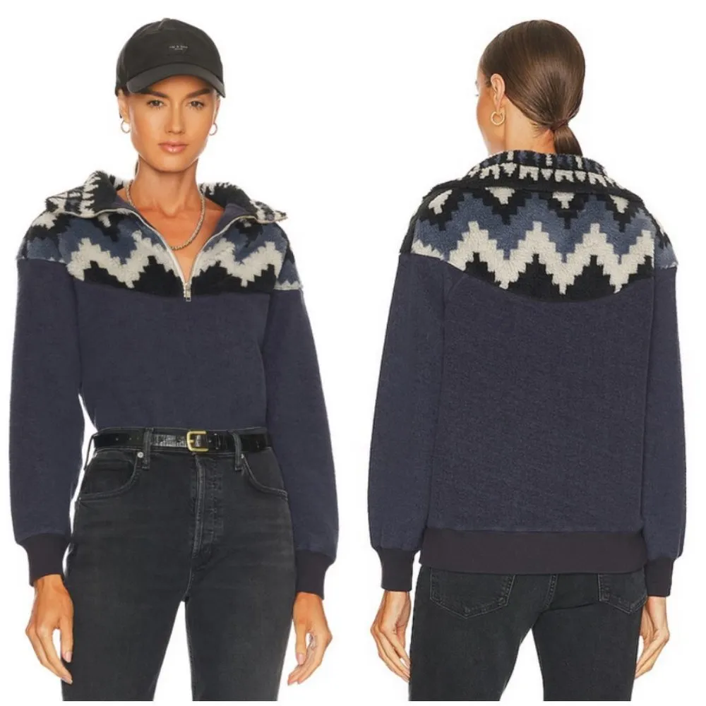 💕THE GREAT💕 The Fleece Half Zip Pullover ~ Navy Canyon Geo 1 NWT - Image 5